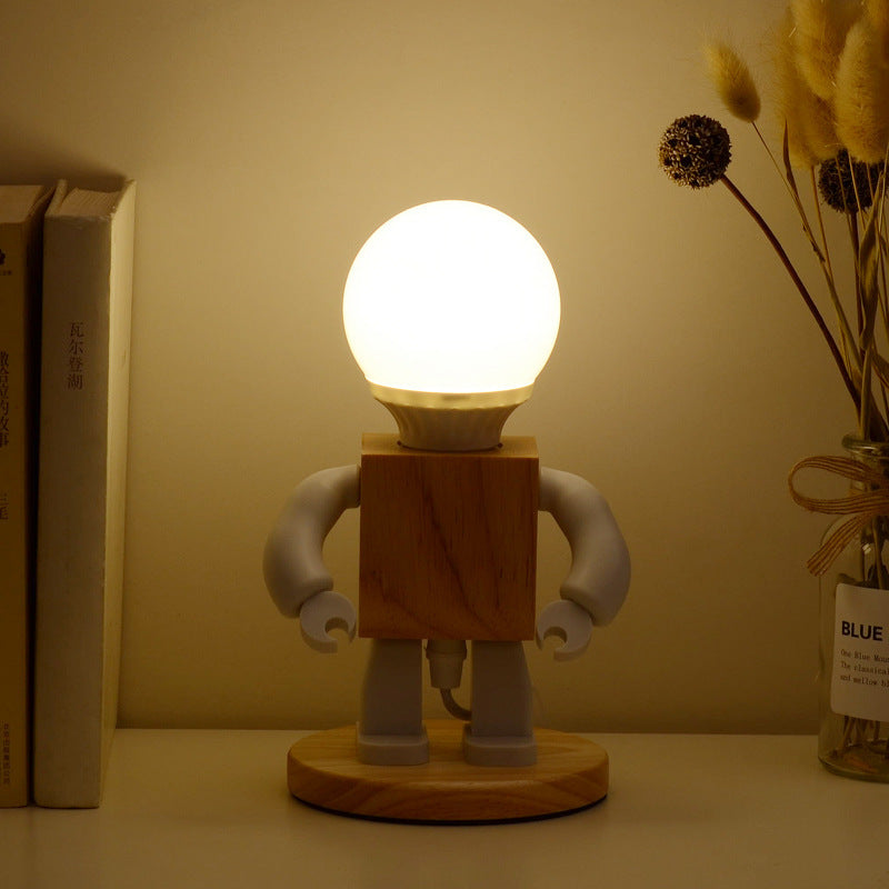 Nordic Wooden Robot Table Lamp