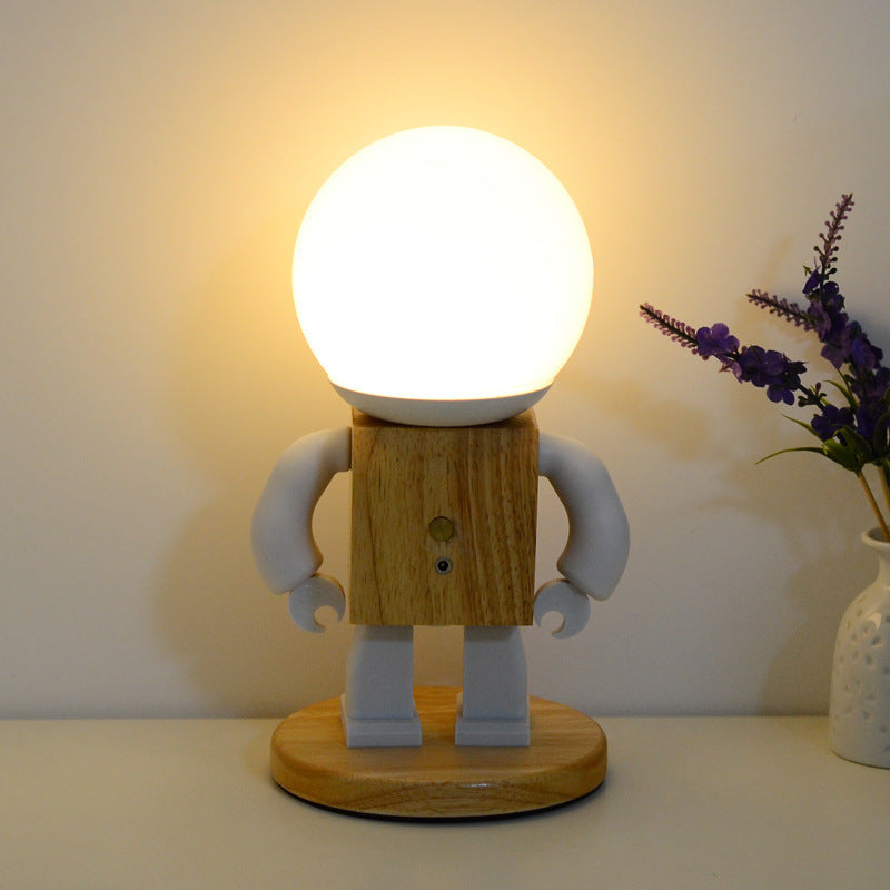 Nordic Wooden Robot Table Lamp