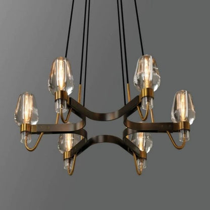 Vega Brass and Glass 6-Light Chandelier